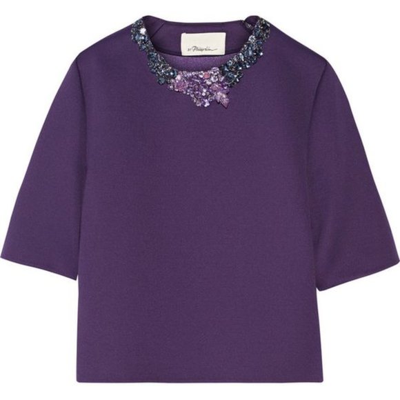 3.1 Phillip Lim Boxy Scuba Top with Embellishments - Picture 1 of 9